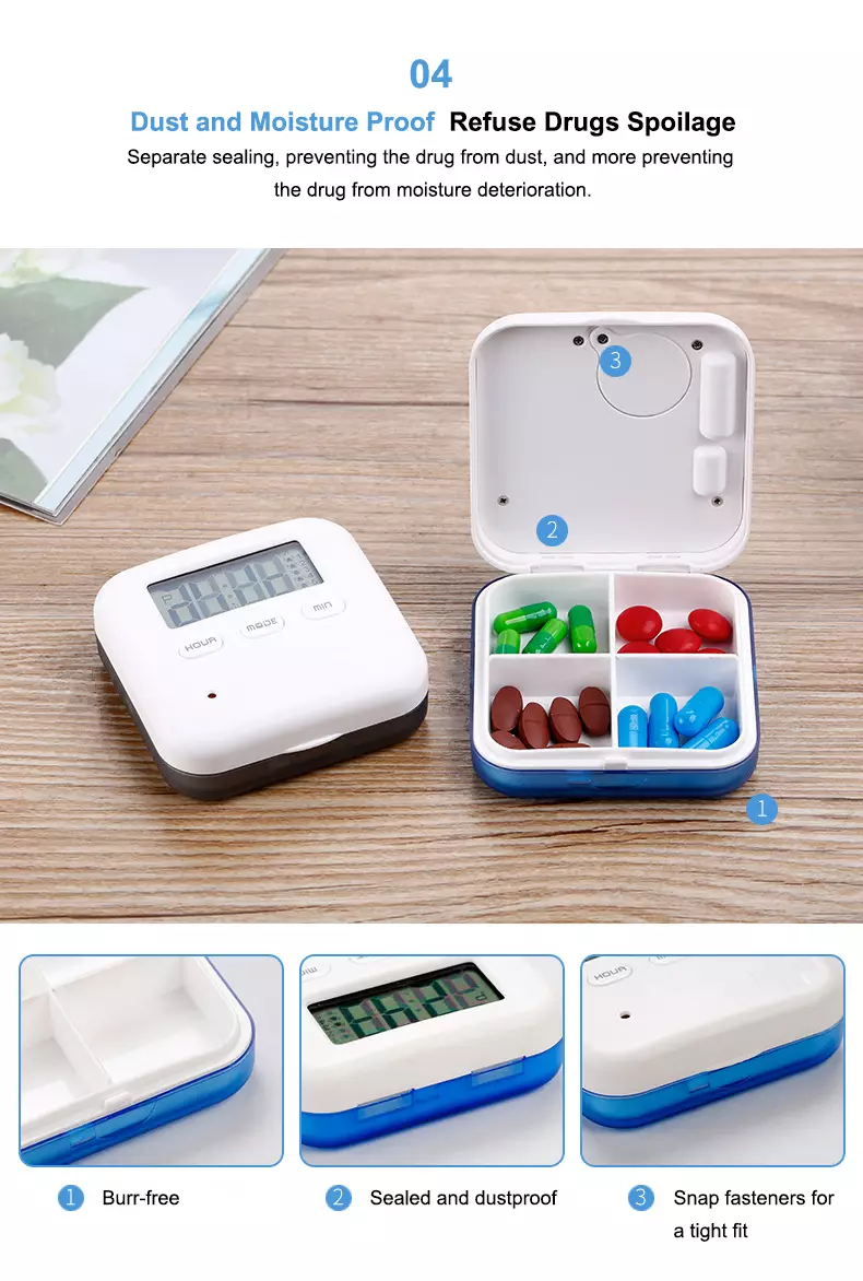 moisture proof 4 compartment pill timer