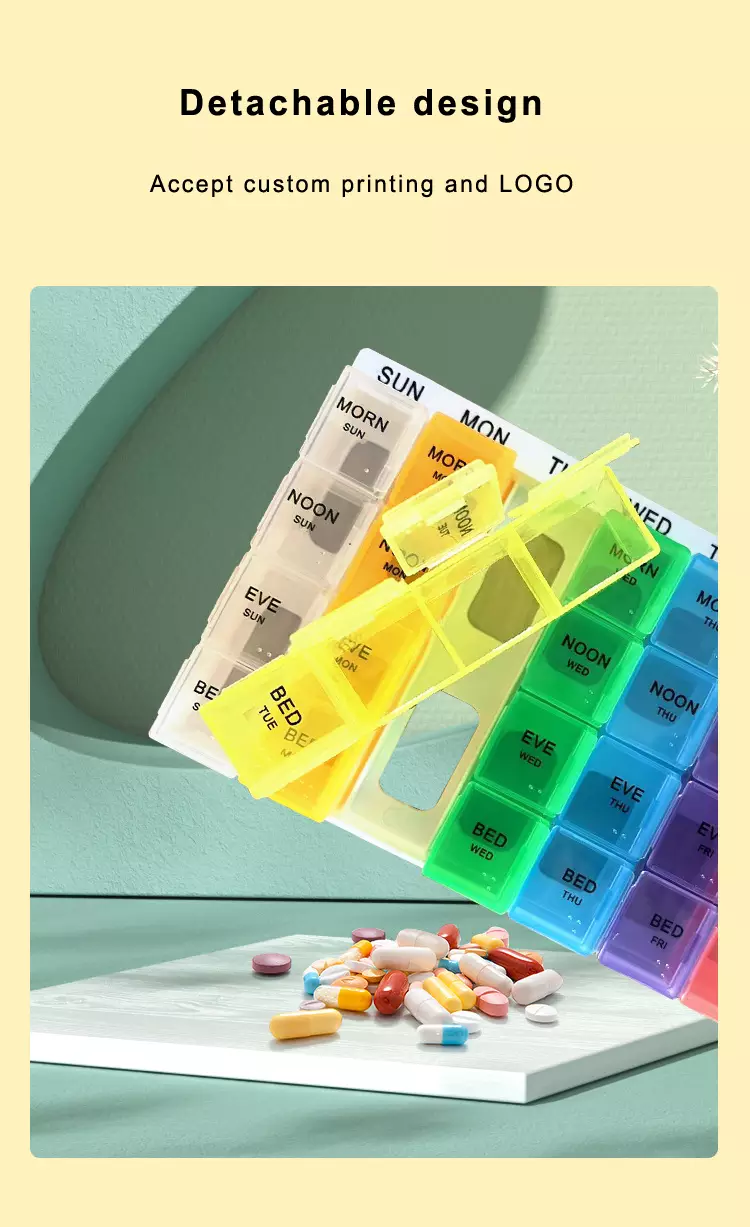 design of weekly pill box with abs base