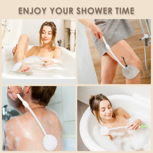 BS0959G-2 in 1 Extra Long Handle Curved Shower Brush - Image 5