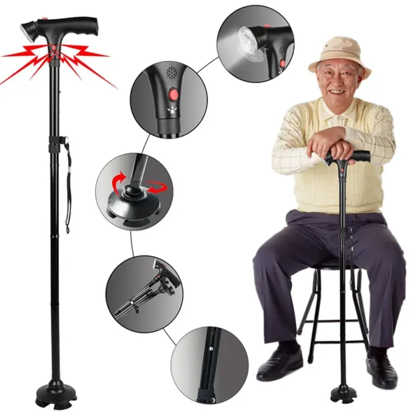 Folding Cane with Led Light and Alarm (10)