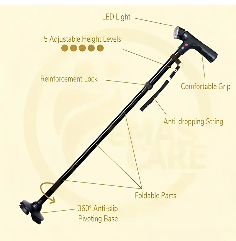 Folding Cane with Led Light and Alarm (4)