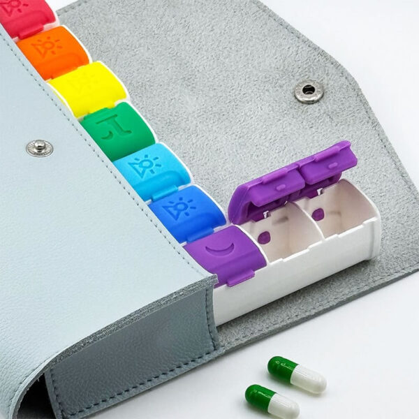 weekly pu leather silicone pill box 4