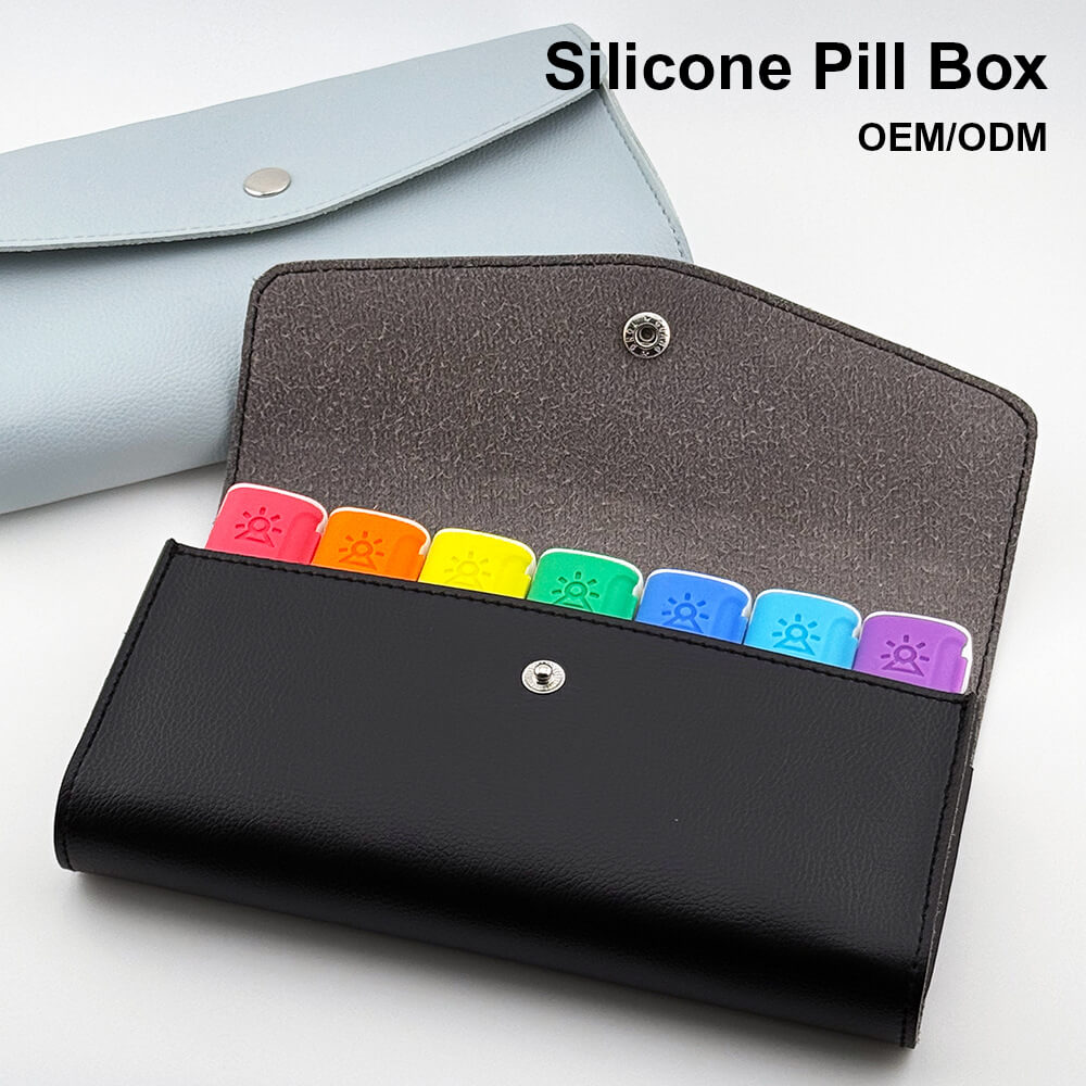 weekly pu leather silicone pill box product display 1