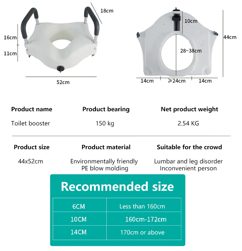 2 in 1 Raised Toilet Seat with Removable Padded Arms (3)