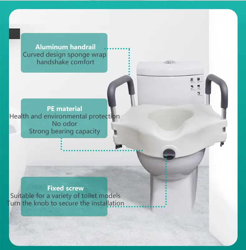 2 in 1 Raised Toilet Seat with Removable Padded Arms (5)