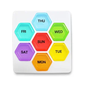 Custom Logo Rainbow 7 Days Pill Storage Case Weekly Medicine Container Health Care Pill Box (3)