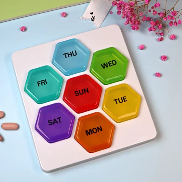 Custom Logo Rainbow 7 Days Pill Storage Case Weekly Medicine Container Health Care Pill Box (4)