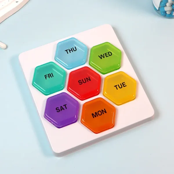 Custom Logo Rainbow 7 Days Pill Storage Case Weekly Medicine Container Health Care Pill Box (5)