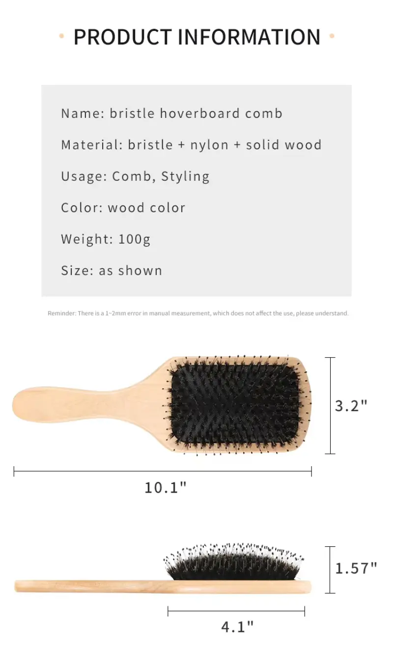 Boar Bristle Paddle Hairbrush (2)