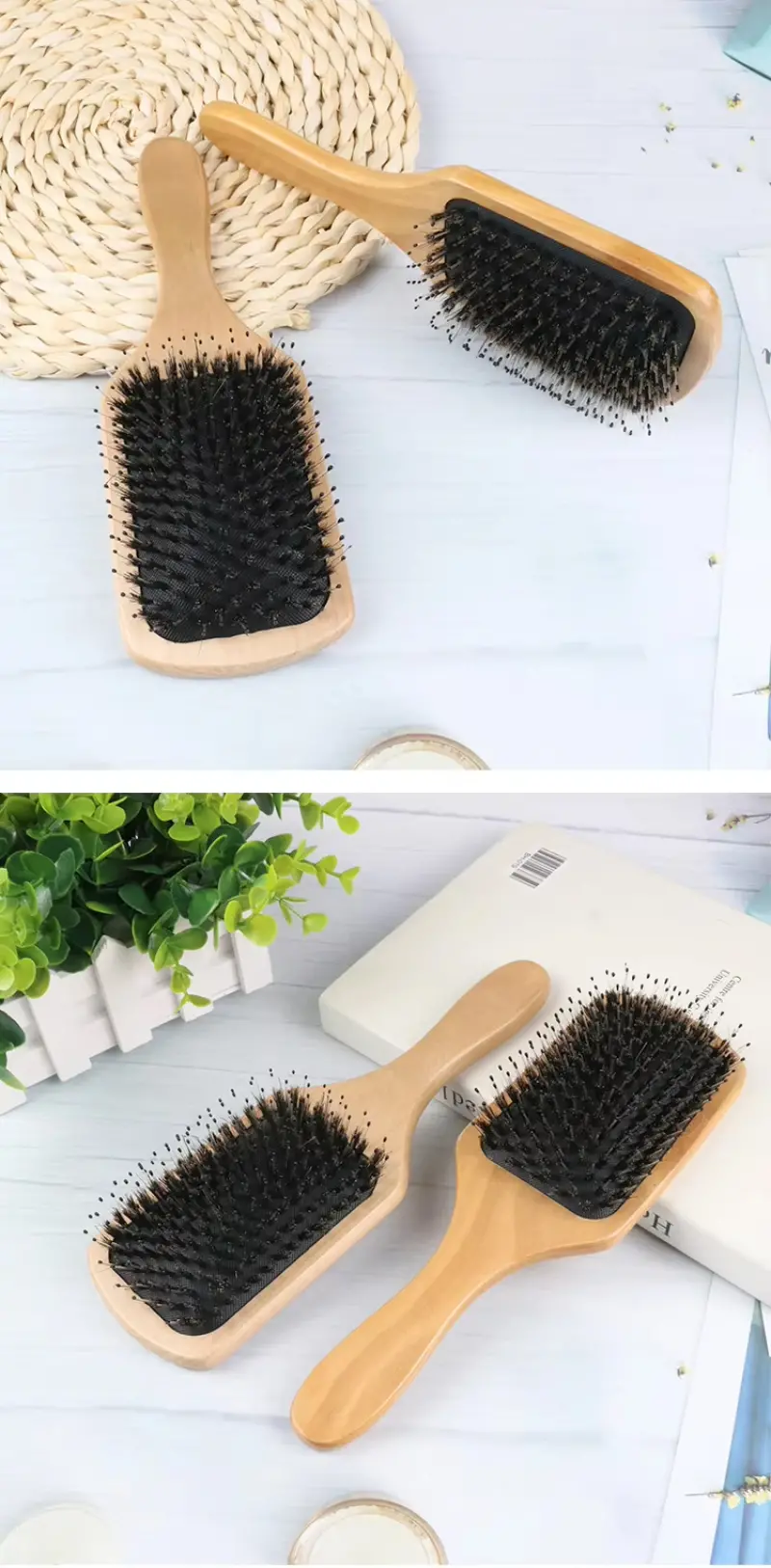 Boar Bristle Paddle Hairbrush (9)