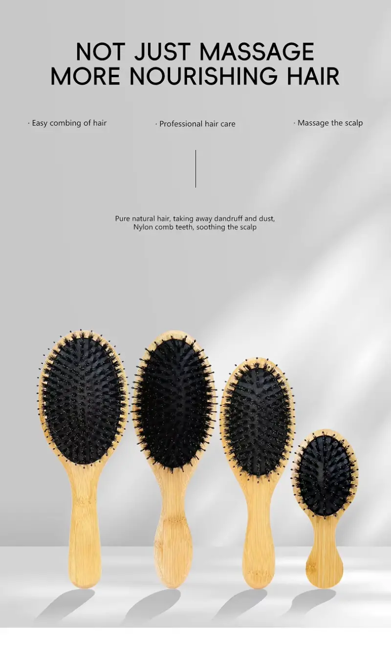 Boar Bristle Paddle Hairbrush Oval(1)