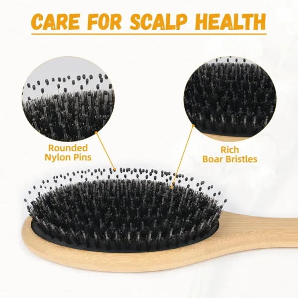 Boar Bristle Paddle Hairbrush Oval(13)