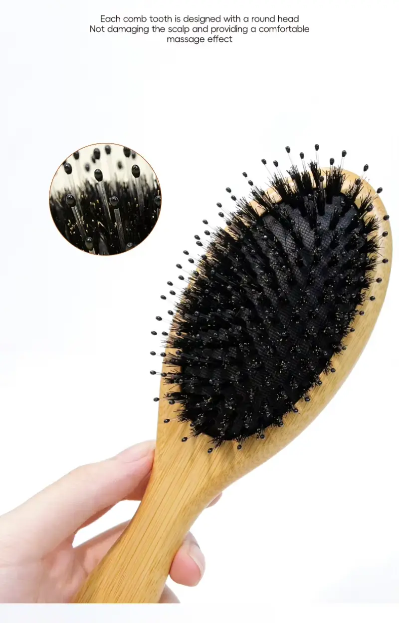 Boar Bristle Paddle Hairbrush Oval(3)