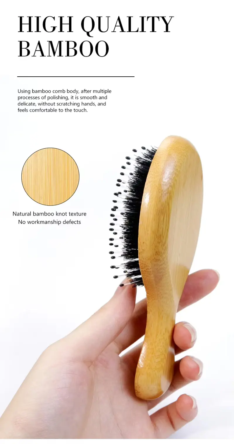 Boar Bristle Paddle Hairbrush Oval(7) 01