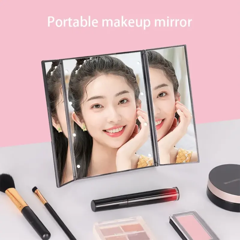 Foldable Make up Mirrors with LED Lights (1)