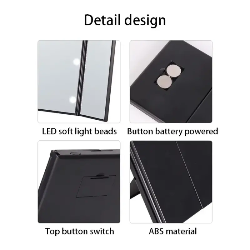 Foldable Make up Mirrors with LED Lights (6)