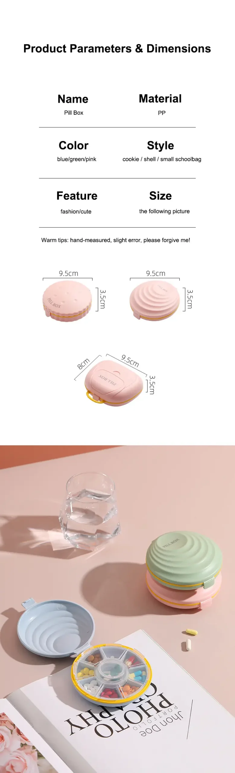 Hot Sale Promotional Plastic Pill Case Custom Plastic 7 Days Round Pill Box (9)