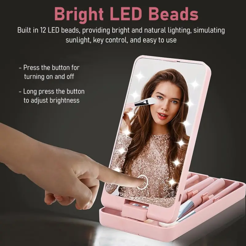 LED Folding Rotating Cosmetic Mirror Box (3)