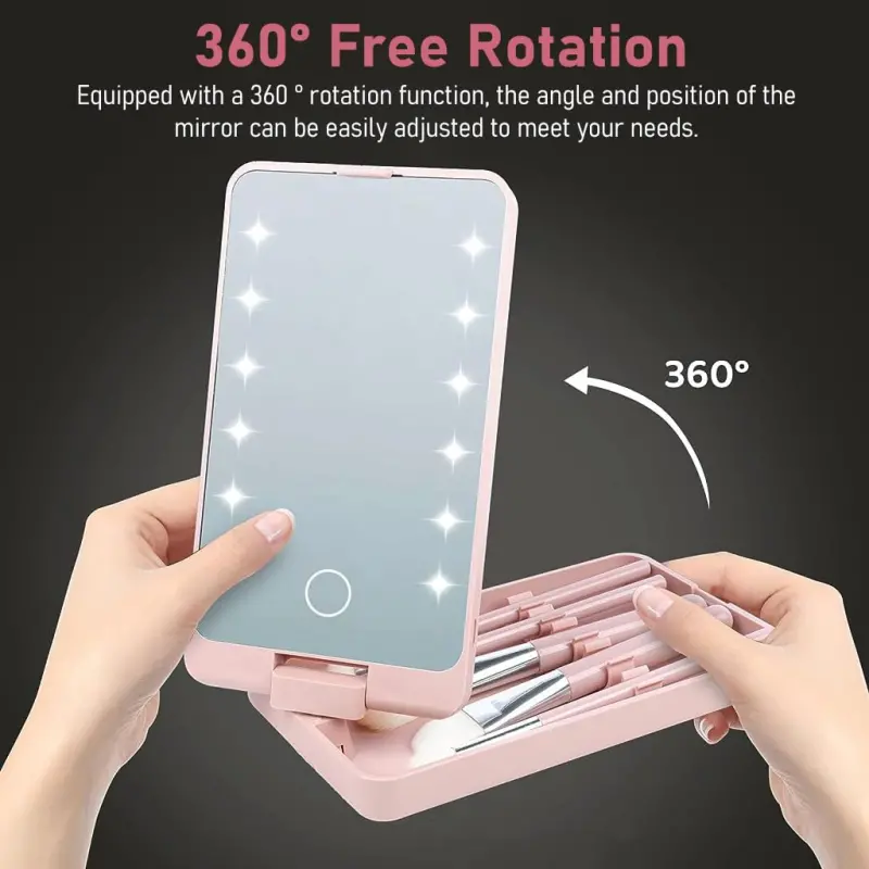 LED Folding Rotating Cosmetic Mirror Box (4)