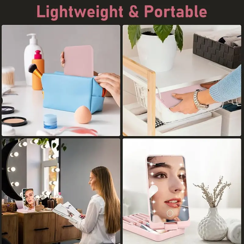 LED Folding Rotating Cosmetic Mirror Box (7)