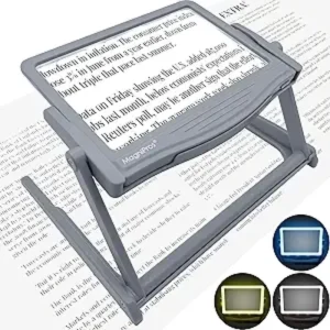 Large LED Full Page Magnifier with Collapsible Hands Free Stand (1) (2)