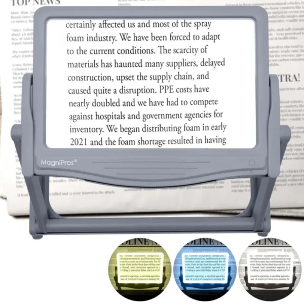 Large LED Full Page Magnifier with Collapsible Hands Free Stand (1)