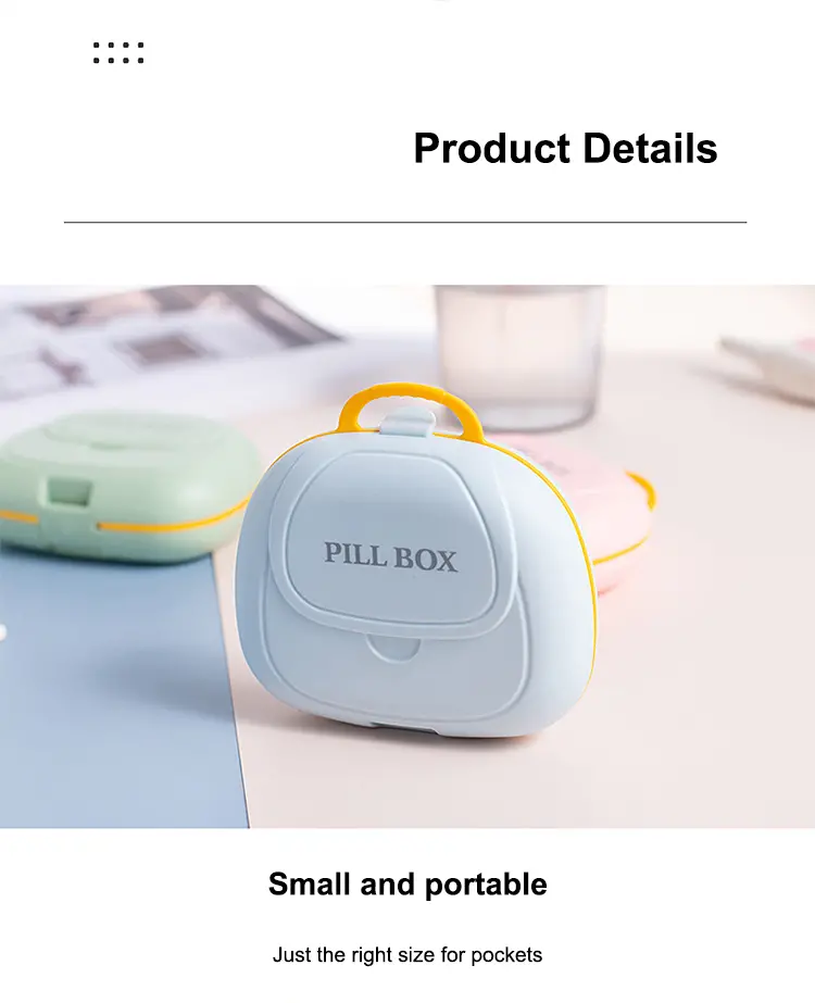 New Cartoon Plastic Mini Divided Small Medicine Box Schoolbags Shape Sealed Portable Medicine Box Small Creativity Storage Box (3)