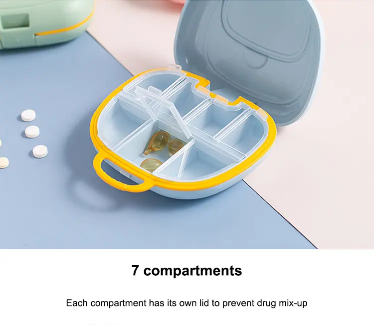 New Cartoon Plastic Mini Divided Small Medicine Box Schoolbags Shape Sealed Portable Medicine Box Small Creativity Storage Box (5)