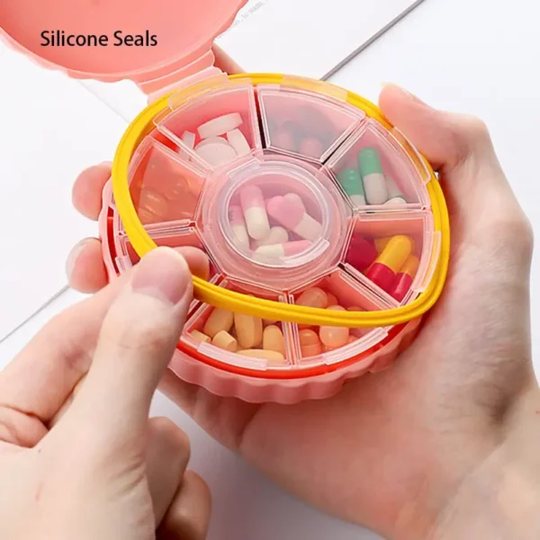 Pill Cases Portable Carry on Small Medicine Box Travel Medicine Pilulier Sealed Jewelry Storage Box Round pill box (2)