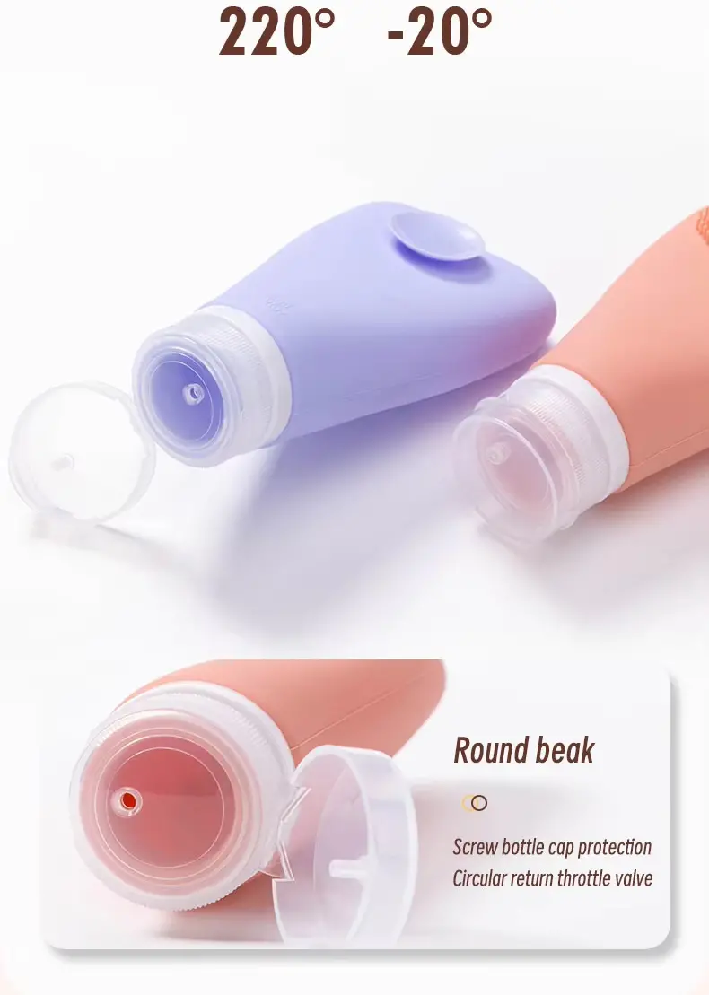 Refillable Silicone Travel Bottles with Facial Brush (10)