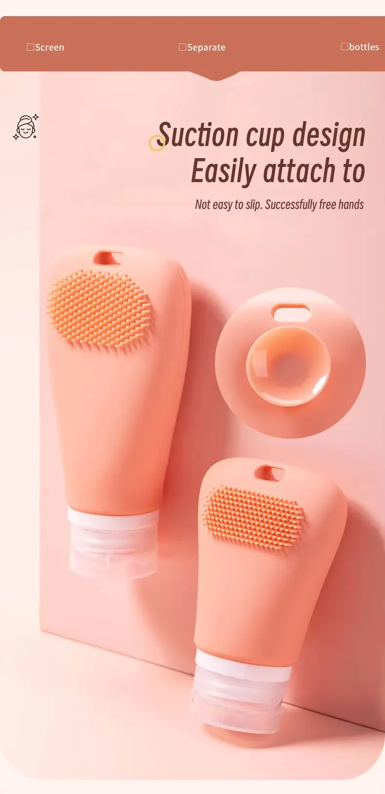 Refillable Silicone Travel Bottles with Facial Brush (7)