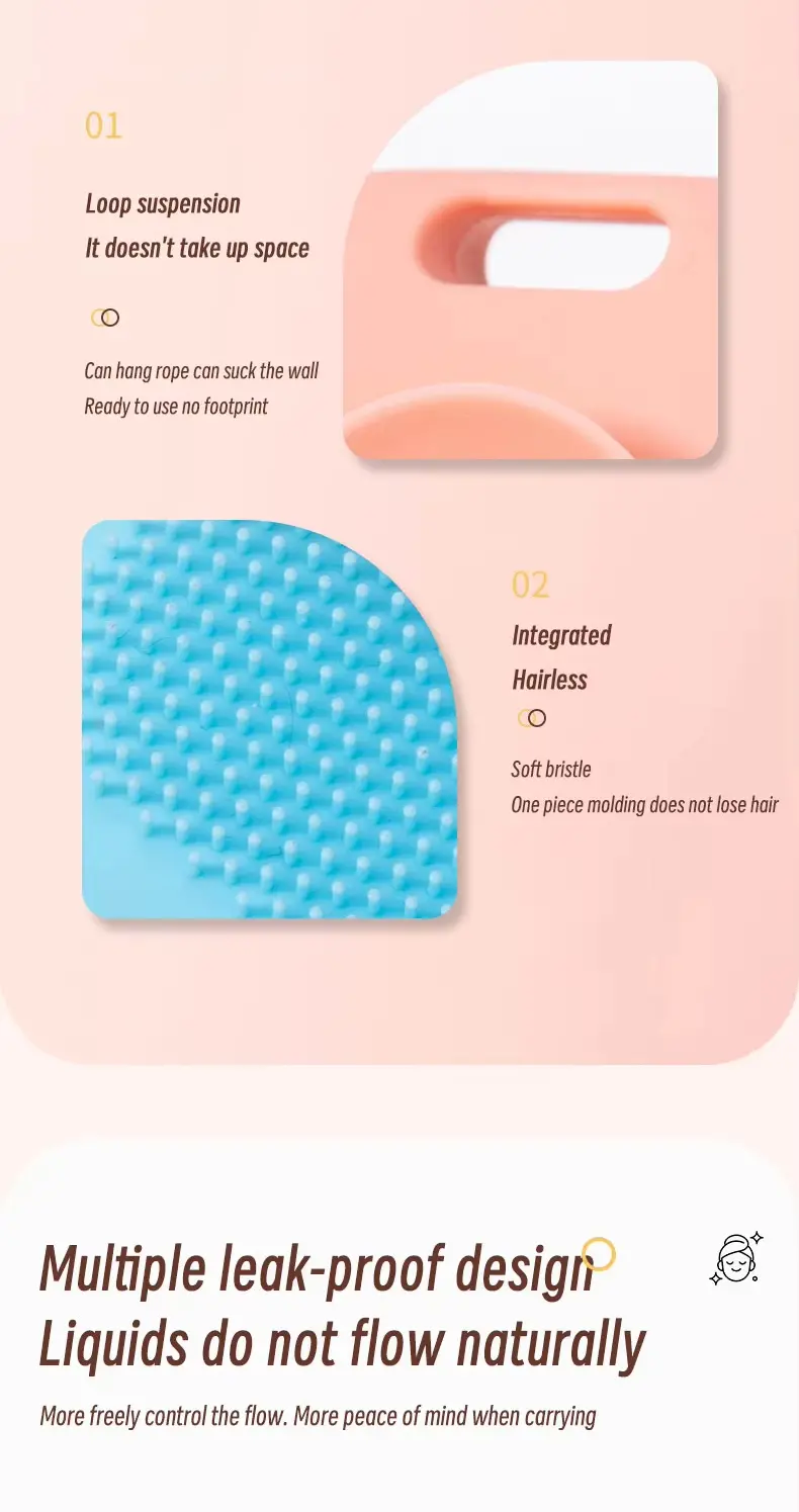 Refillable Silicone Travel Bottles with Facial Brush (9)