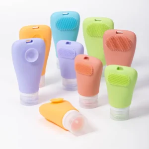 Refillable Silicone Travel Bottles with Facial Brush(8) (2)