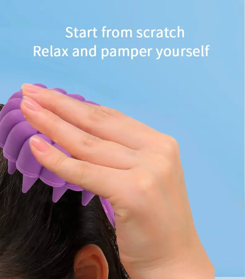 Silicone Hair Shampoo Brush Head Scalp Massager (4)
