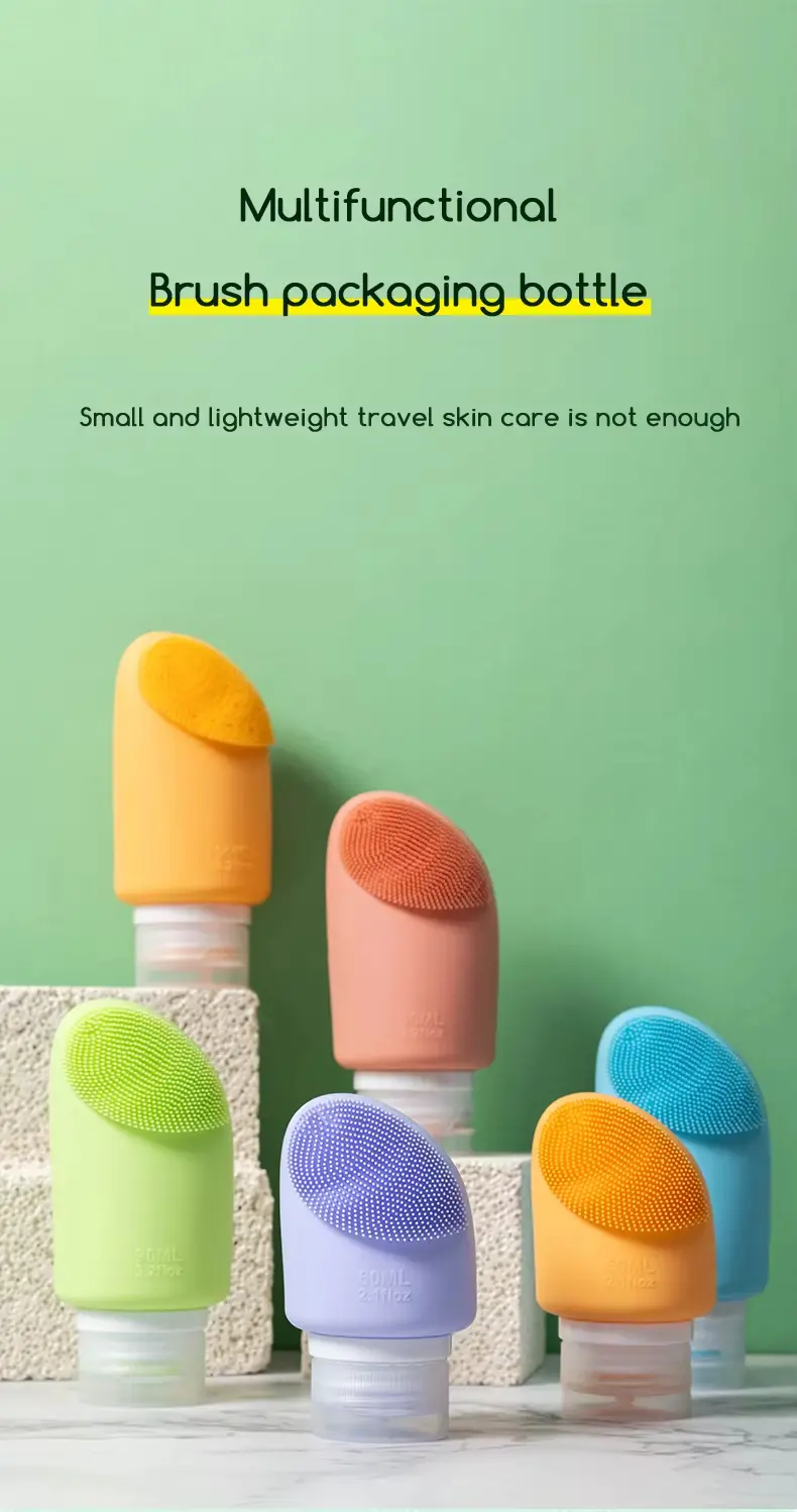 Silicone Travel Bottles with Facial Brush (1)