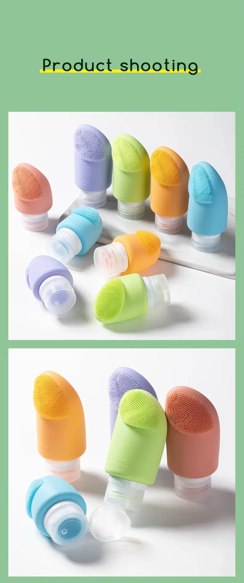 Silicone Travel Bottles with Facial Brush (10)