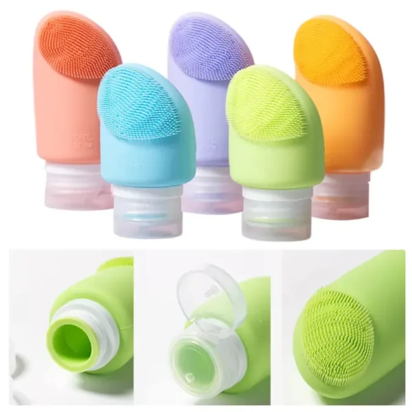 Silicone Travel Bottles with Facial Brush (3)
