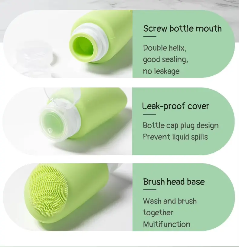 Silicone Travel Bottles with Facial Brush (4)