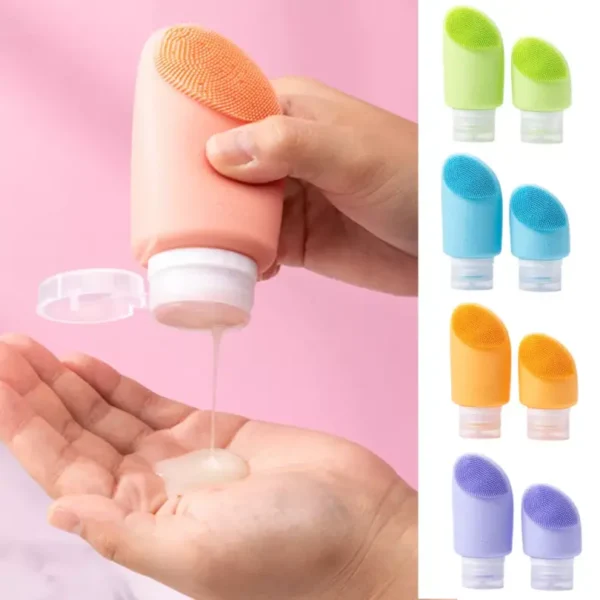 Silicone Travel Bottles with Facial Brush (4)
