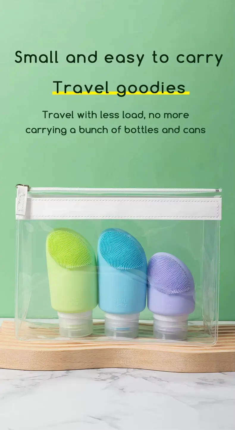 Silicone Travel Bottles with Facial Brush (7)