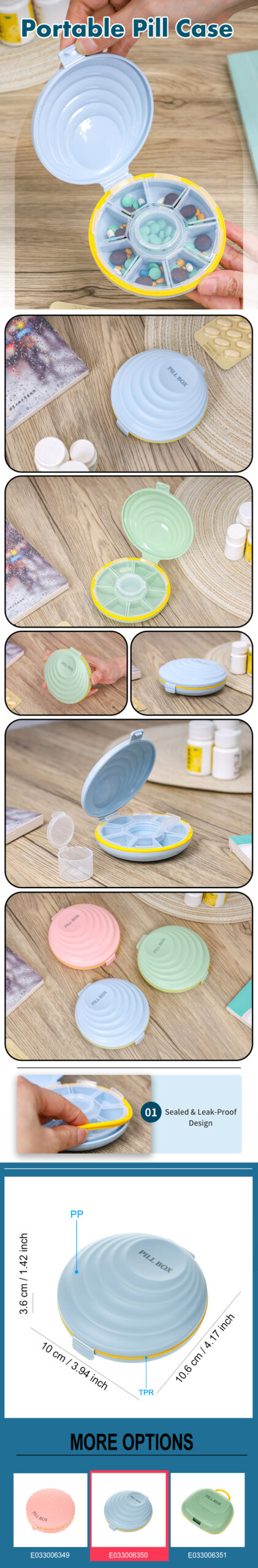 Wholesale Cartoon Round Plastic 7 Day Pill Box Organizer Travel portables Creativity Pill Box