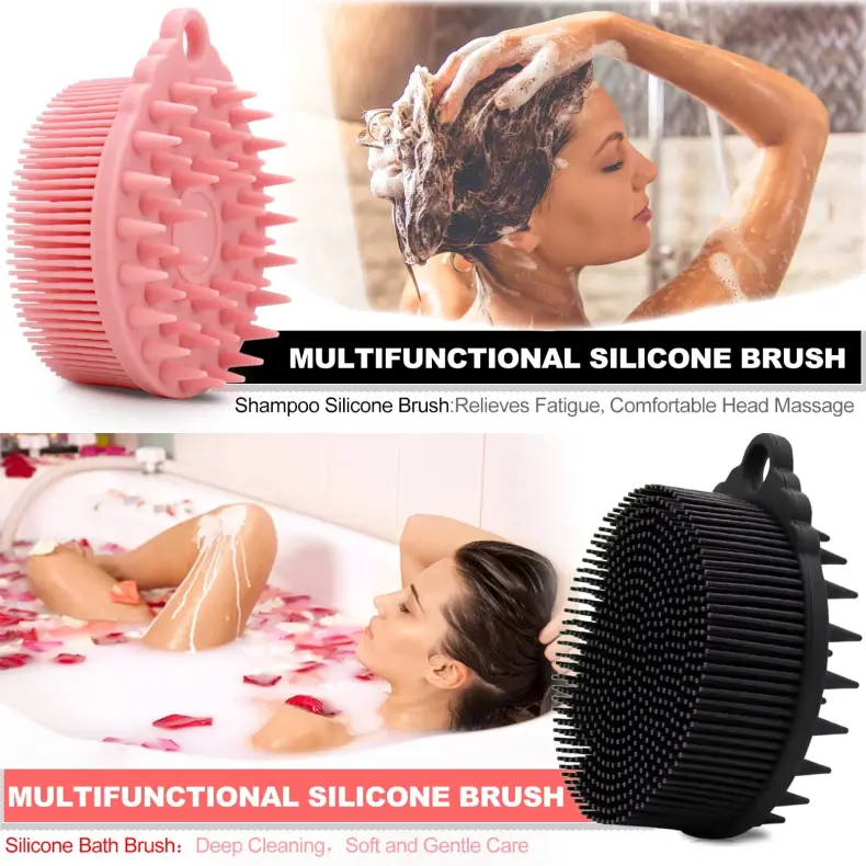 silicone body scrubber shampoo brush 2 in 1（1）
