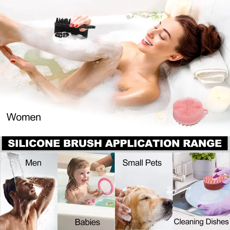 silicone body scrubber shampoo brush 2 in 1（2）