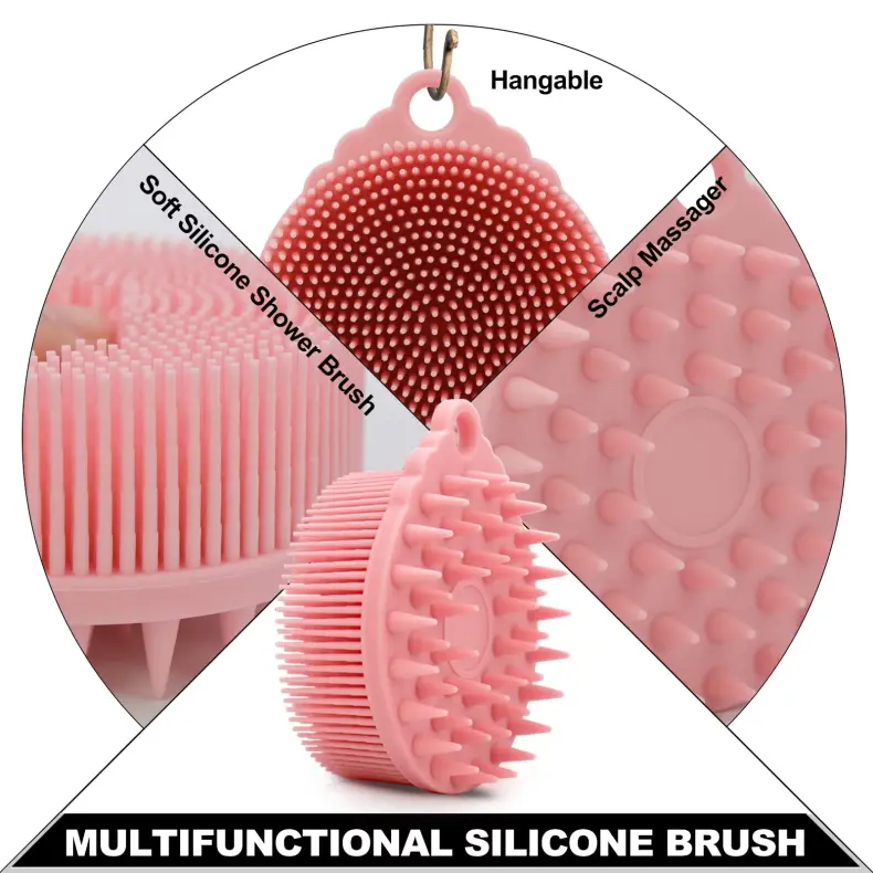 silicone body scrubber shampoo brush 2 in 1（3）
