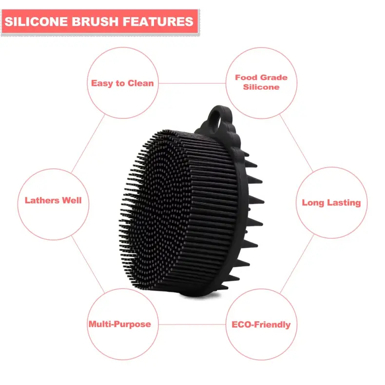 silicone body scrubber shampoo brush 2 in 1（4）
