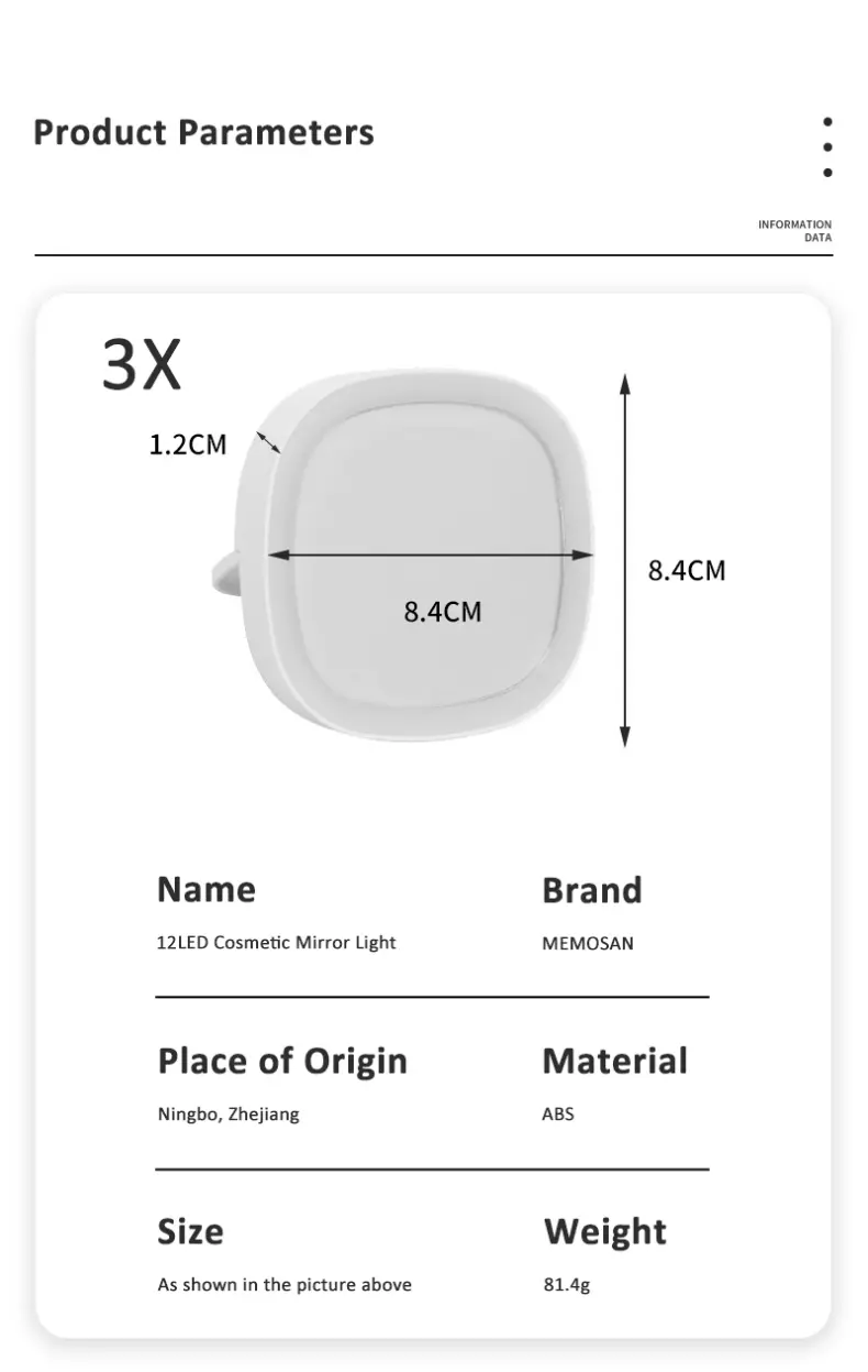 3X Small Make Up Mirror 12 LED (2)