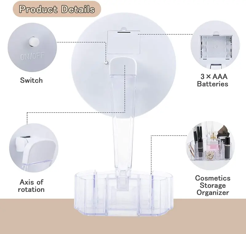 BS1540G LED Vanity Mirror with Organizer Base (4)