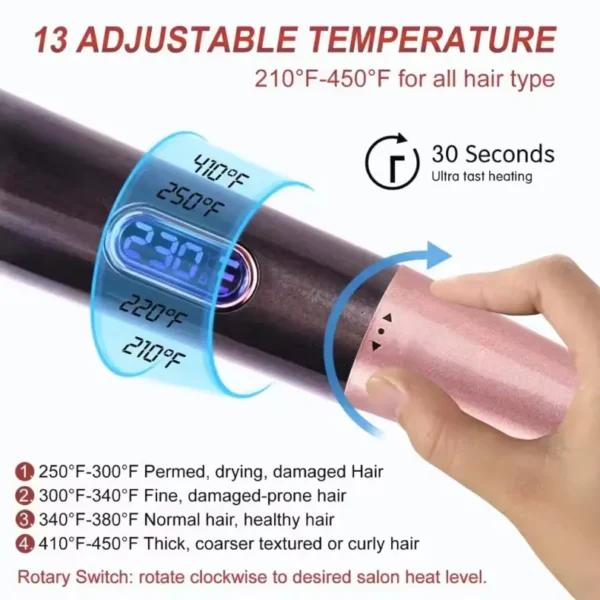 Beauty Ceramic Electric Rotating Usb Portable Magic 2 in 1 Air Hair Curler and Straightener (2)