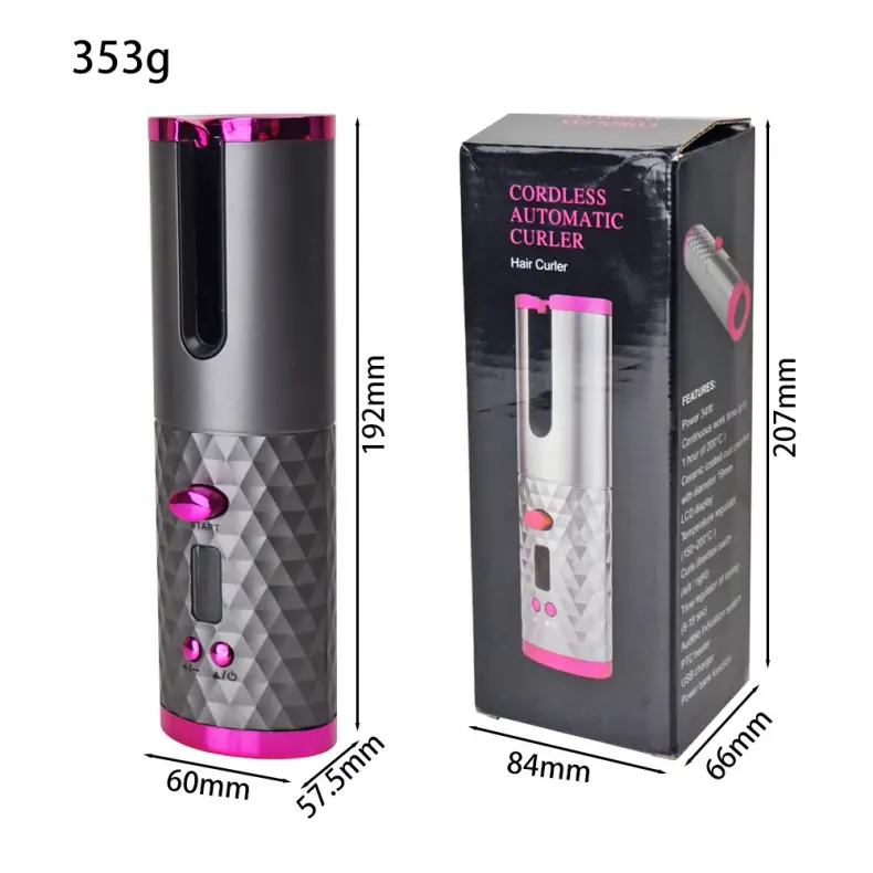 Cordless Hair Curler Rechargeable Rotating Curling Iron with Ceramic (1)