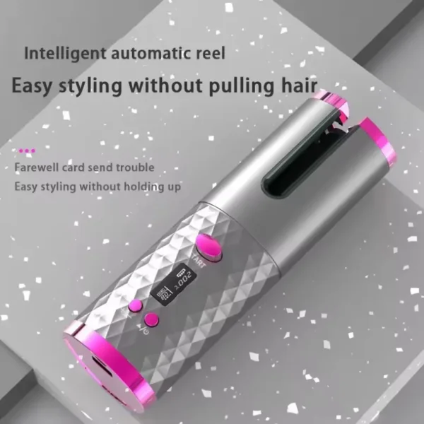 Cordless Hair Curler Rechargeable Rotating Curling Iron with Ceramic (3)
